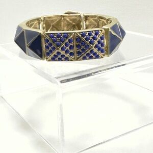 Blue and gold Aztec Pyramid Stretch bracelet For Women - Cookie Lee